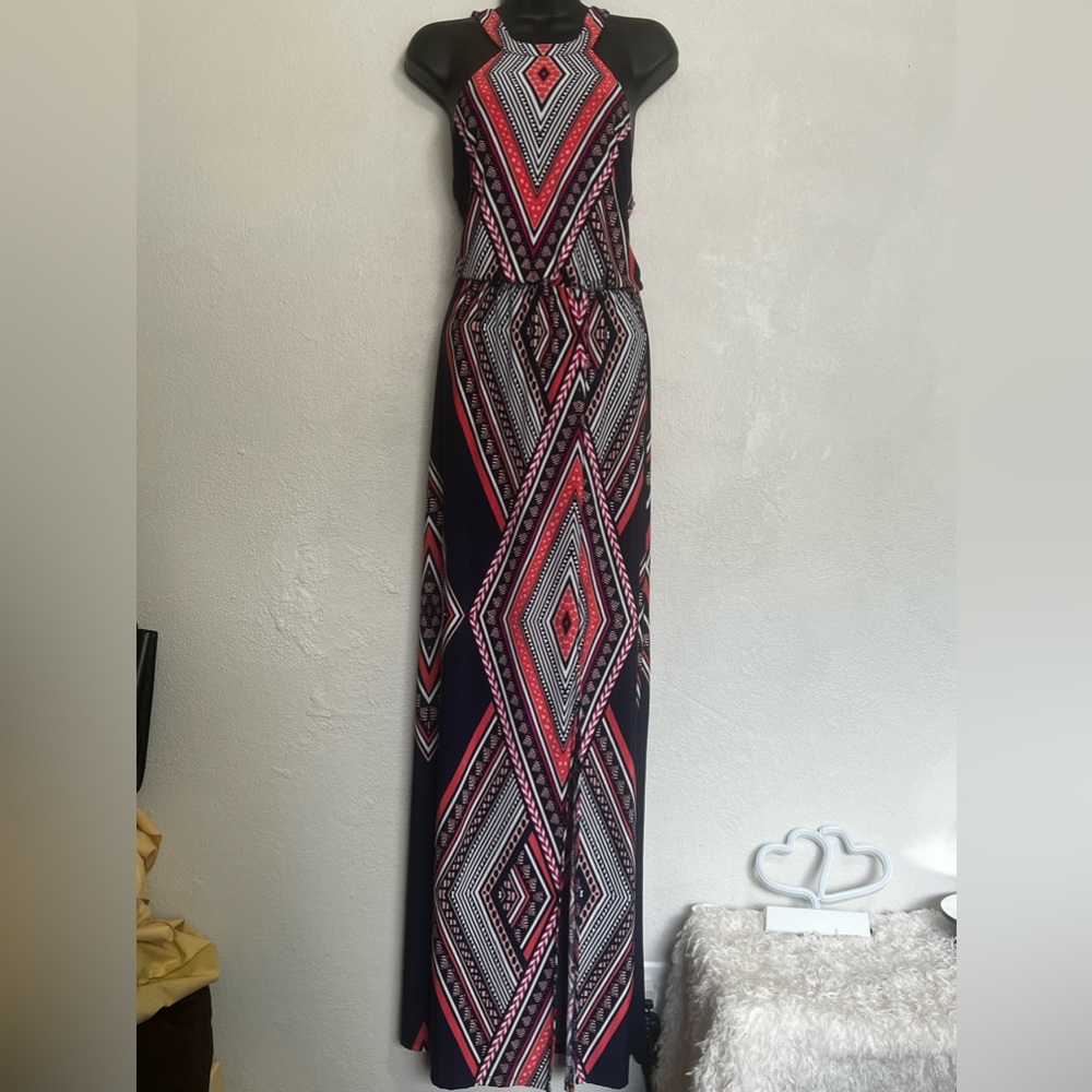 EUC Trixxie Geometric Halter Midi Size M/L